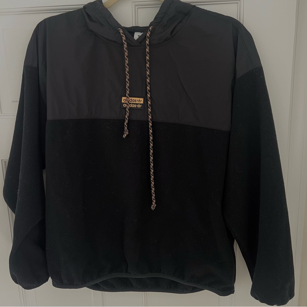 Adidas Black Fleece Windbreaker Hoodie Small